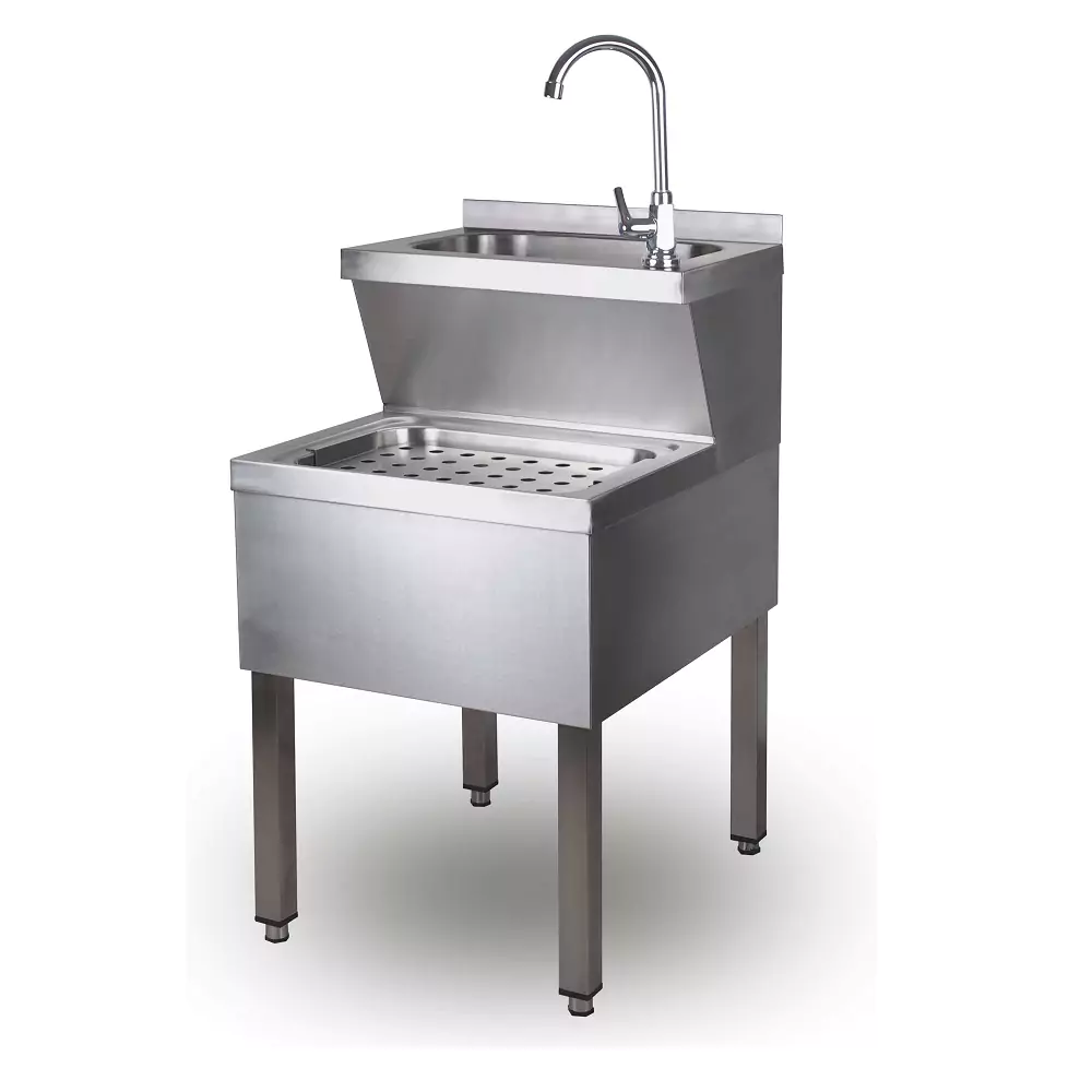 Professionel vaskestation med hylde og afløb - B500 x D600 x H850 mm - Opvask.dk Professionel vaskestation med hylde og afløb - B500 x D600 x H850 mm